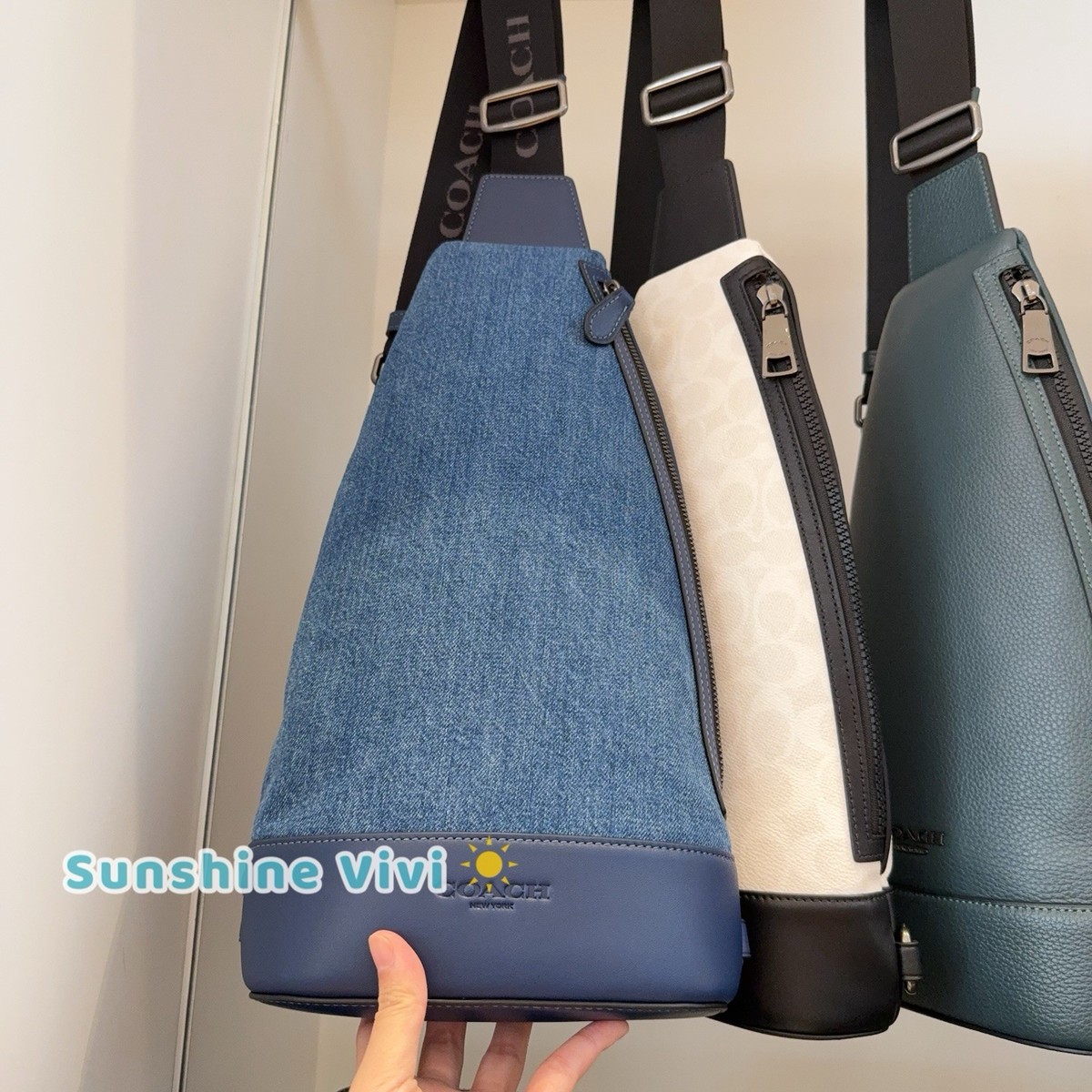 NWT Coach Dominic Sling Pack Bag Denim/Deep Blue CBI74 | eBay