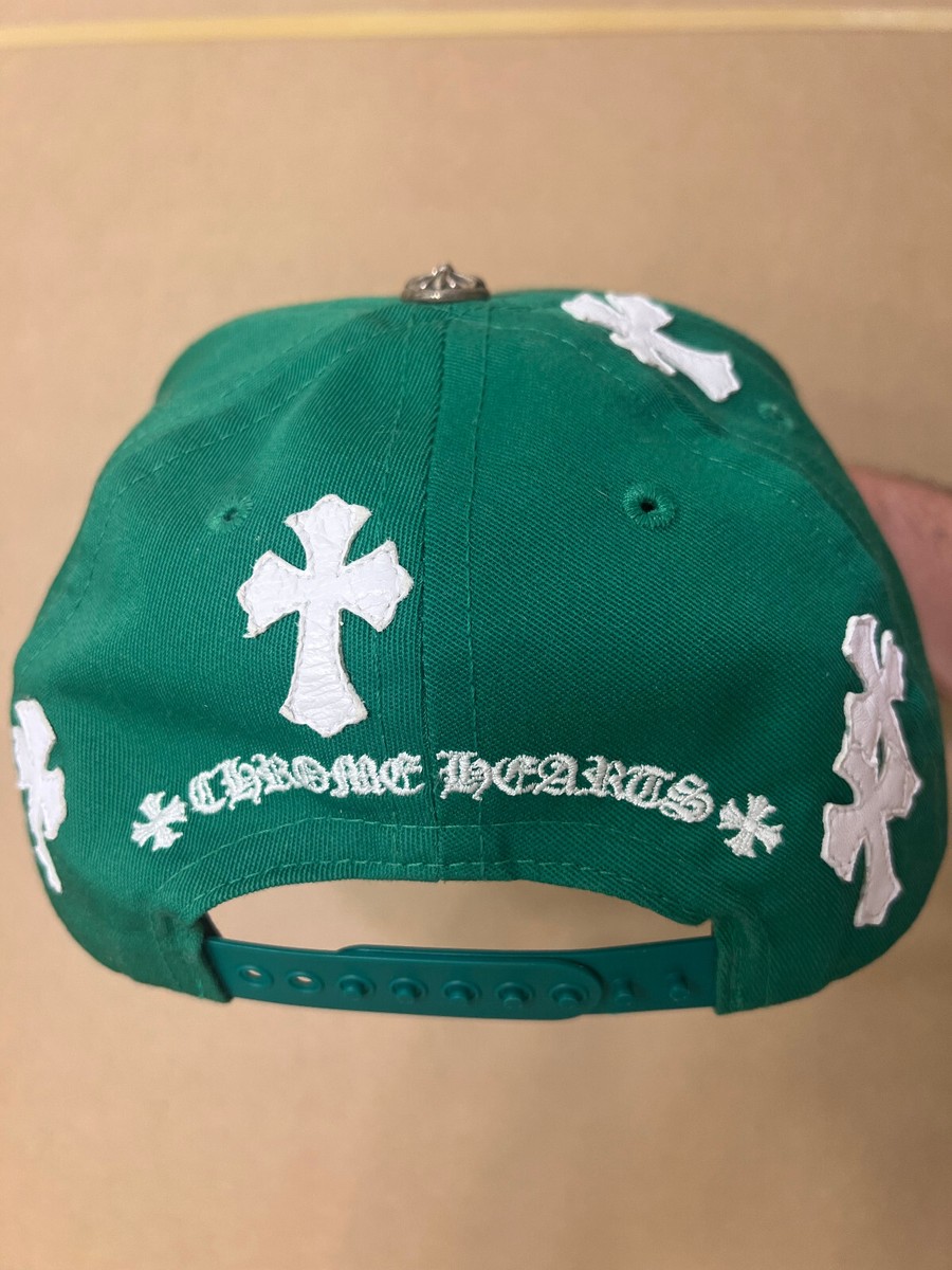 Chrome Hearts Green CH Logo Baseball Hat Leather Cross Patch IN