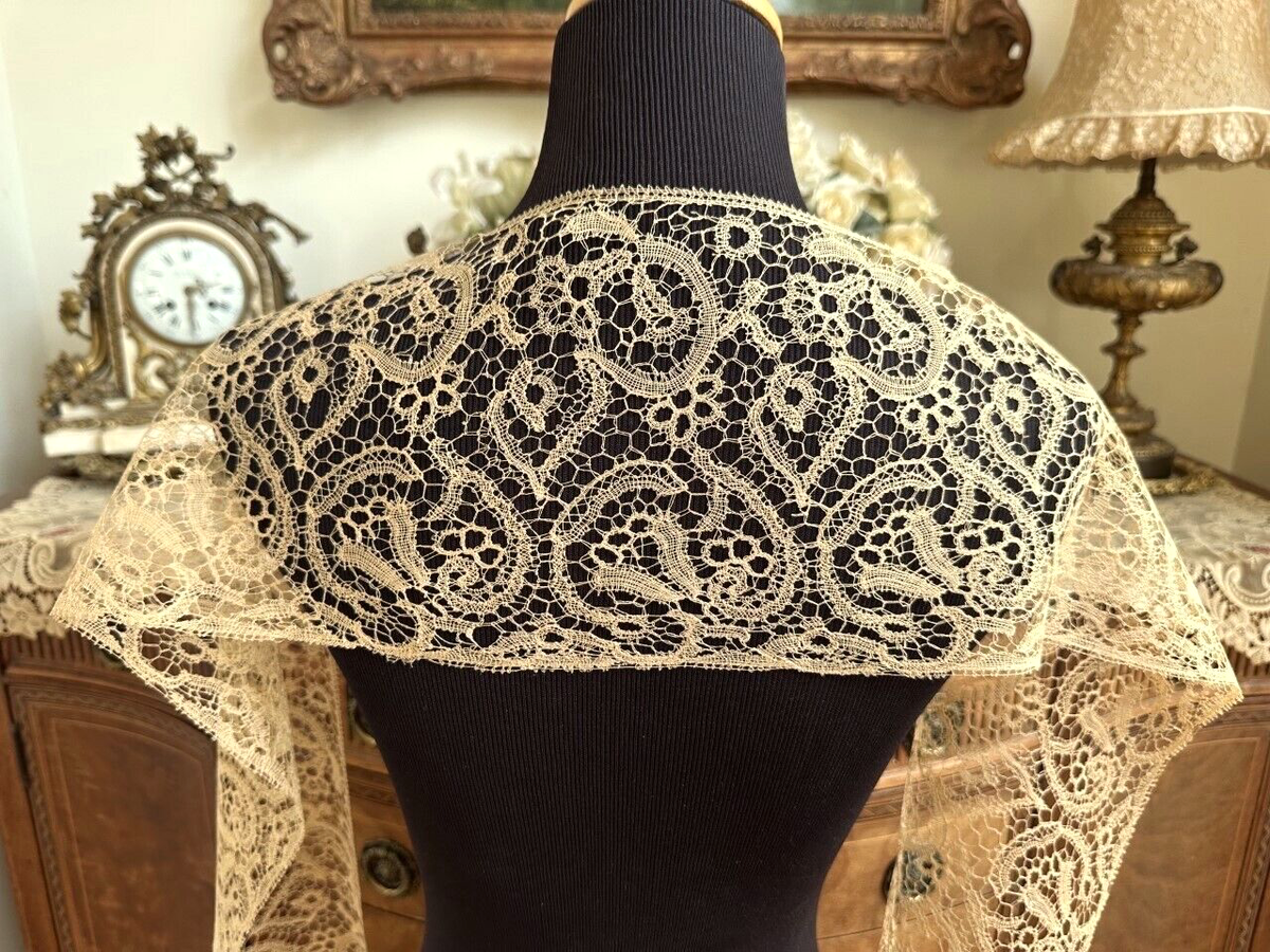 Antique Vintage Lace-WIDE ANTIQUE VICTORIAN ERA BOBBIN LACE