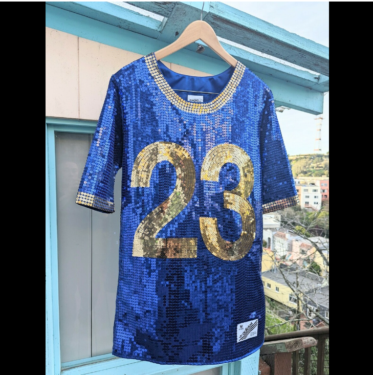 This RARE Jeremy Scott X Adidas Football Jersey in Royal Blue/Gold