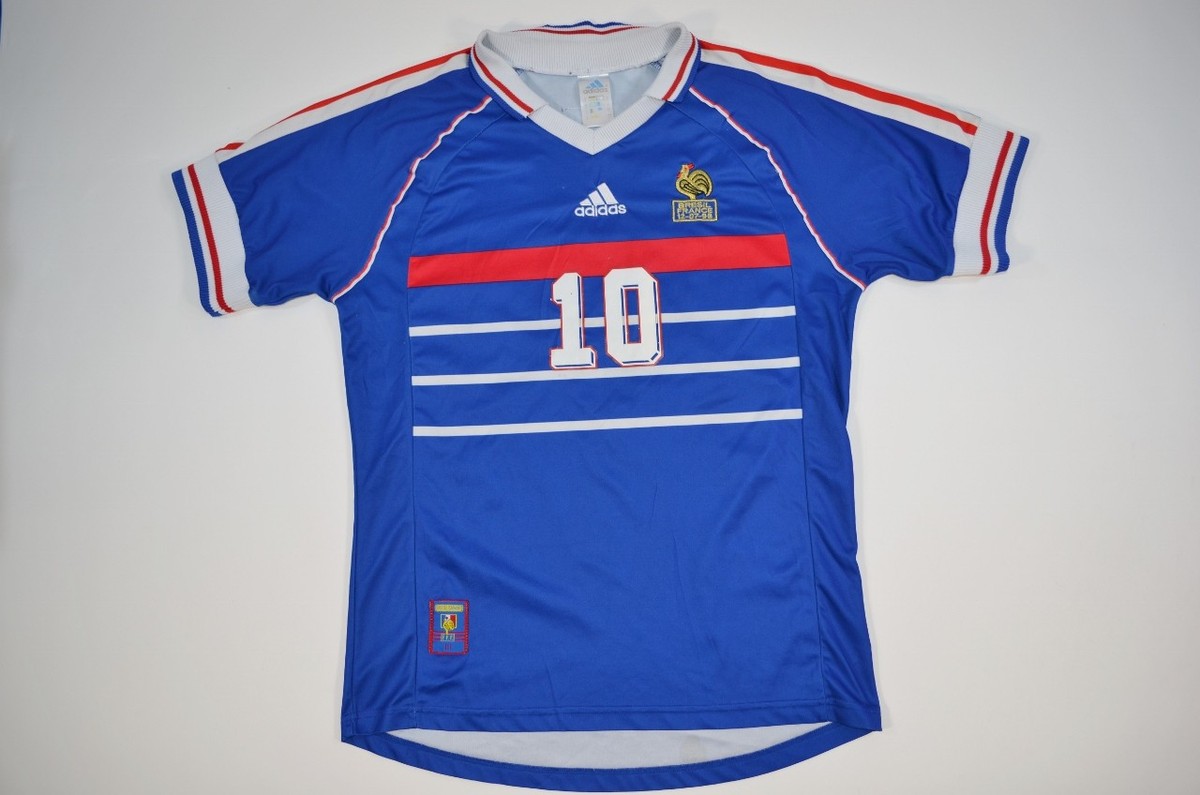 Adidas World Cup 98 1998 France Zinedine Zidane Home Soccer Jersey