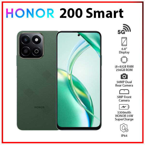 HONOR 200 Smart 5G 8GB+256GB GREEN Dual SIM Unlocked Android Cell