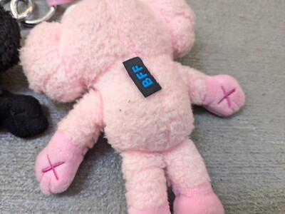 KAWS BFF Plush Pink Black Keychain Charm 7