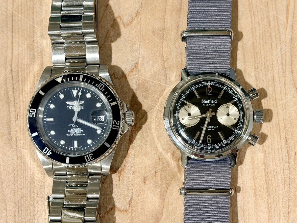 vintage sheffield chronograph Valjoux 7733 *works!* poor mans