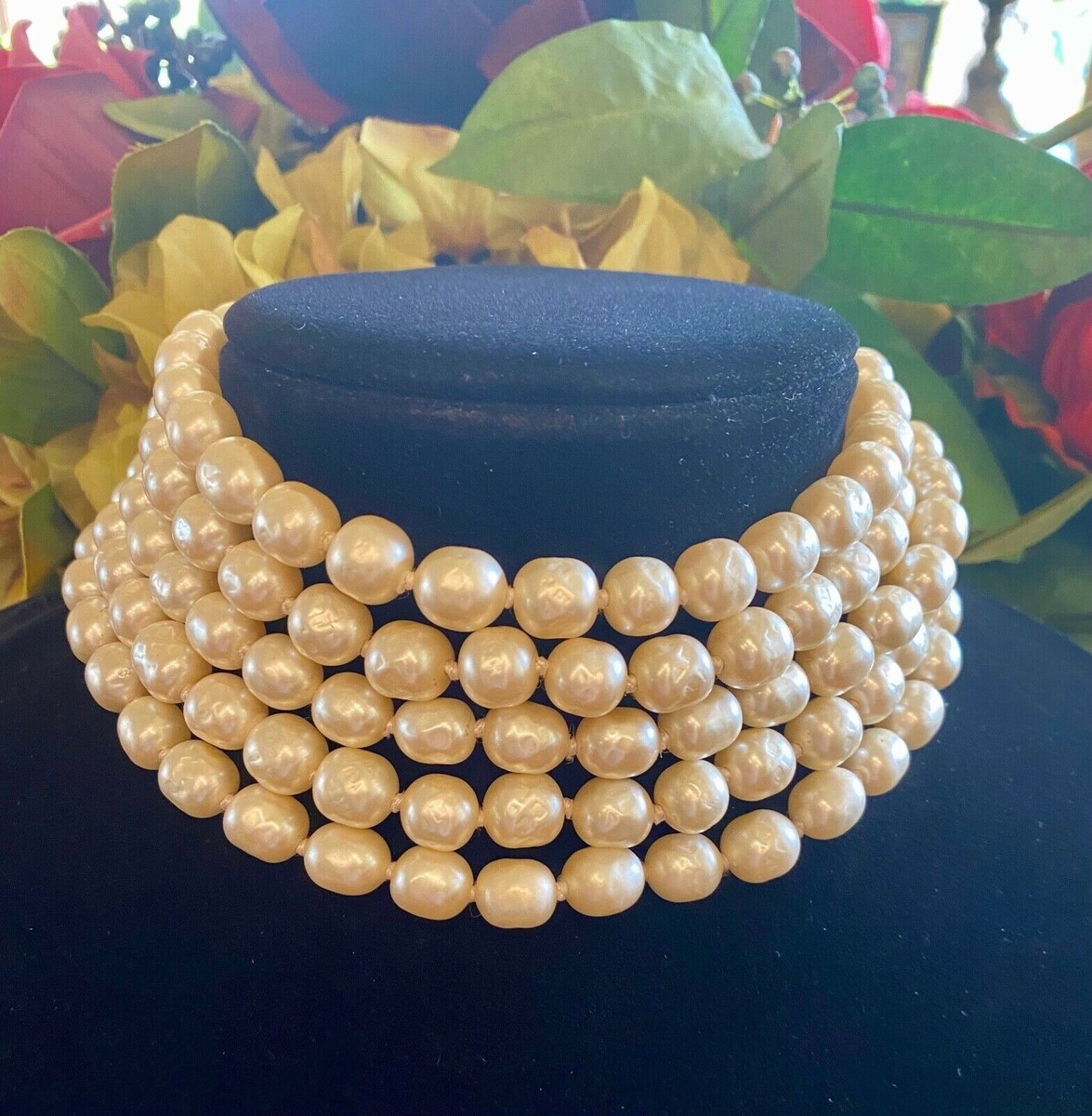 Vintage Karl Lagerfeld Chanel Designer 5 Strand Pearl Choker