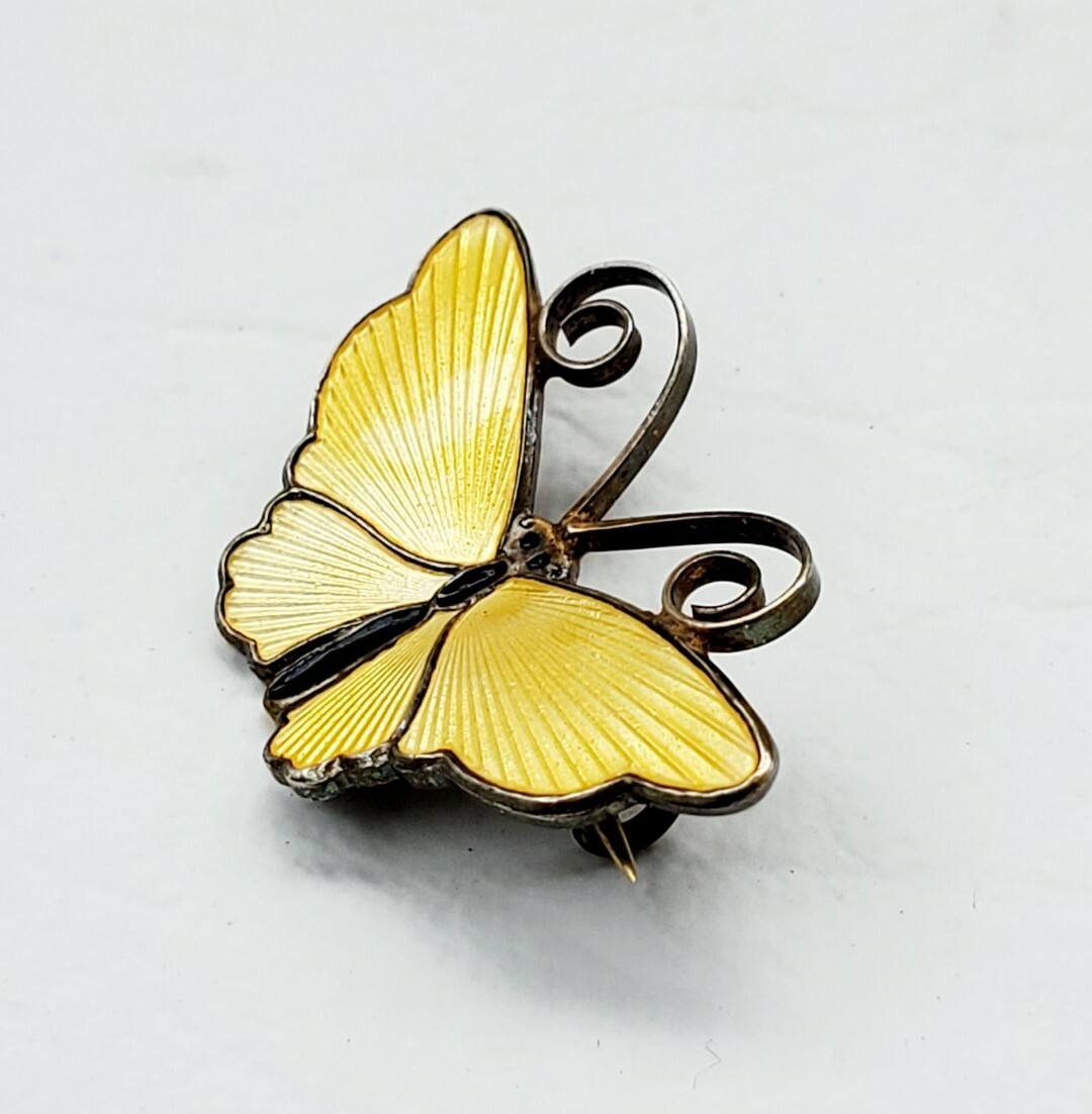Vintage David Anderson Norway Yellow Enamel Butterfly Pin Brooch