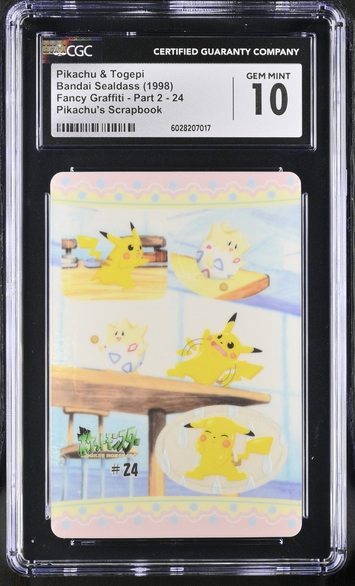 CGC 10 Pikachu & Togepi #24 Bandai Sealdass Fancy Graffiti Pokemon