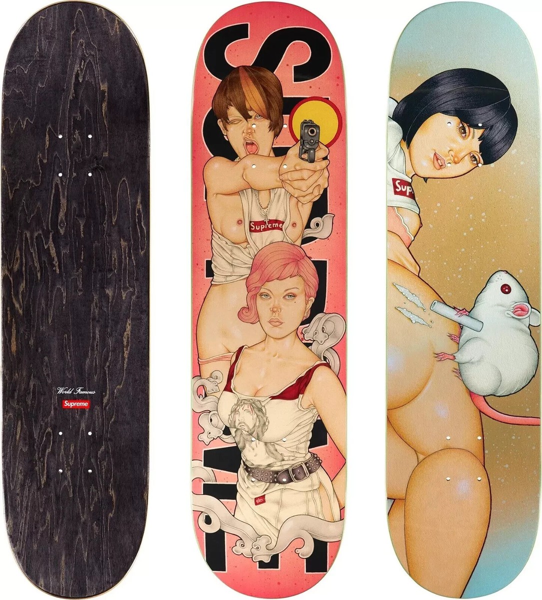 IN HAND - Supreme Girls Skateboard Deck Blue and Pink Mouse SS25