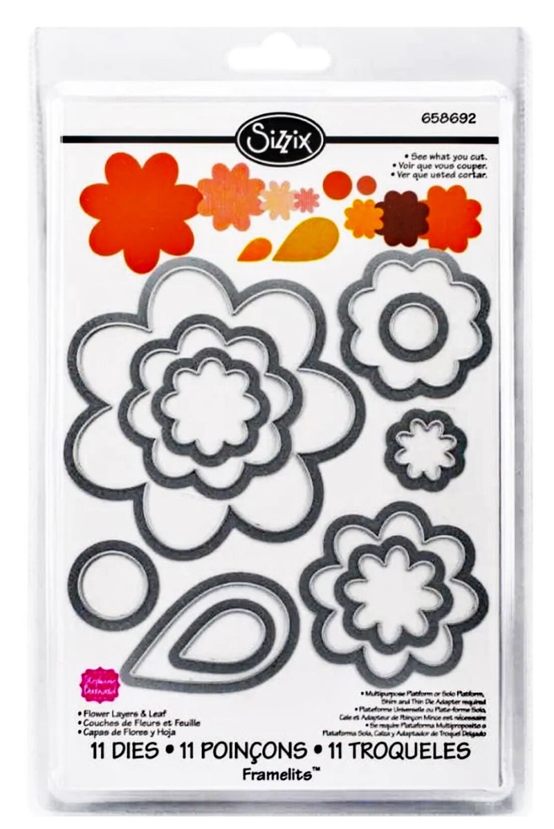 Sizzix Framelits Flowers Layers 11pc #658692/558692 Retail $22.99