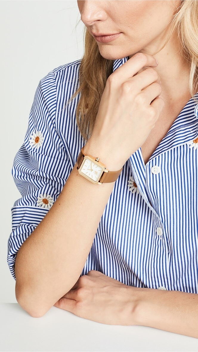 New Authentic Tory Burch Robinson Luggage Strap Watch TBW1503 $248