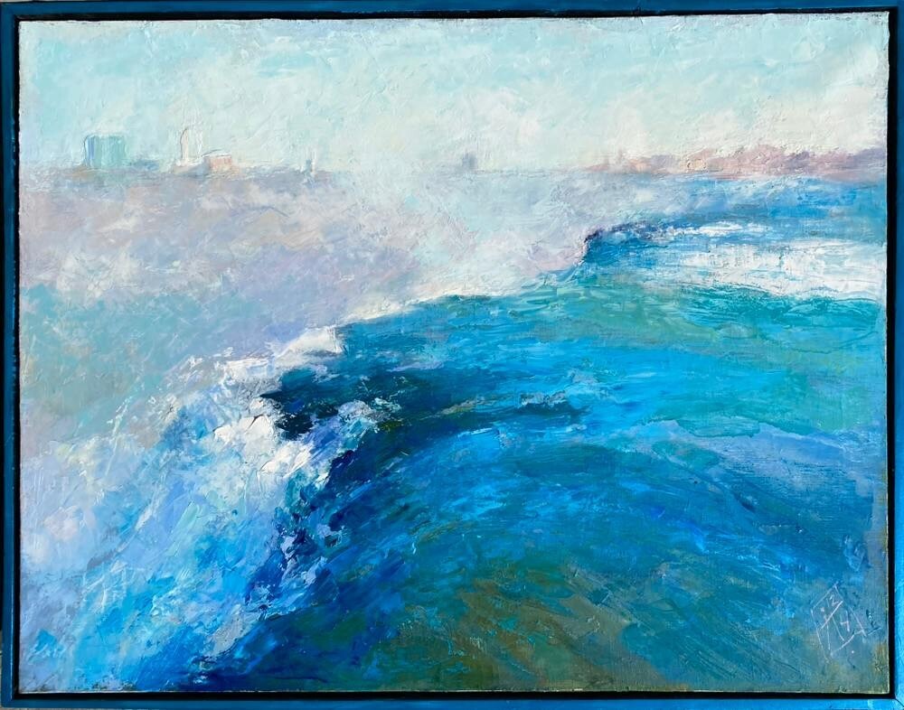 P30号】good blue(call) 油絵 oil painting P30号】good blue(call