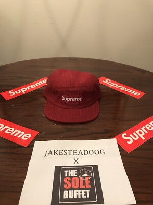 Supreme Wool Camp Cap Red Burgundy Stripe SS13 Hat Loro Piana | eBay