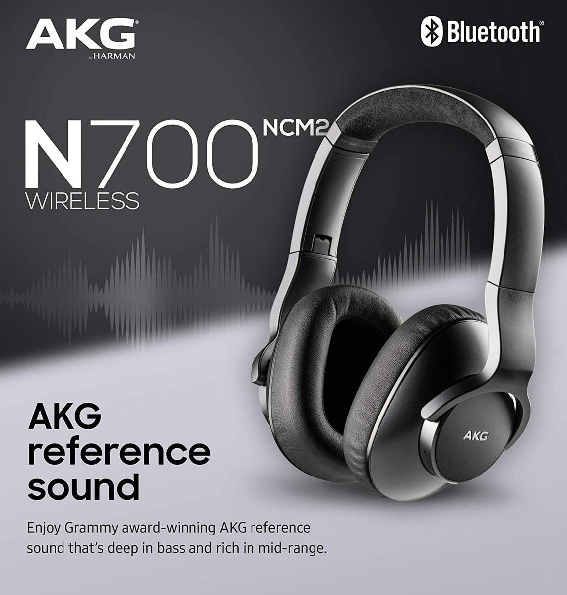 AKG N700NC M2 - Wireless Noise Cancelling Headphones w/ Mic