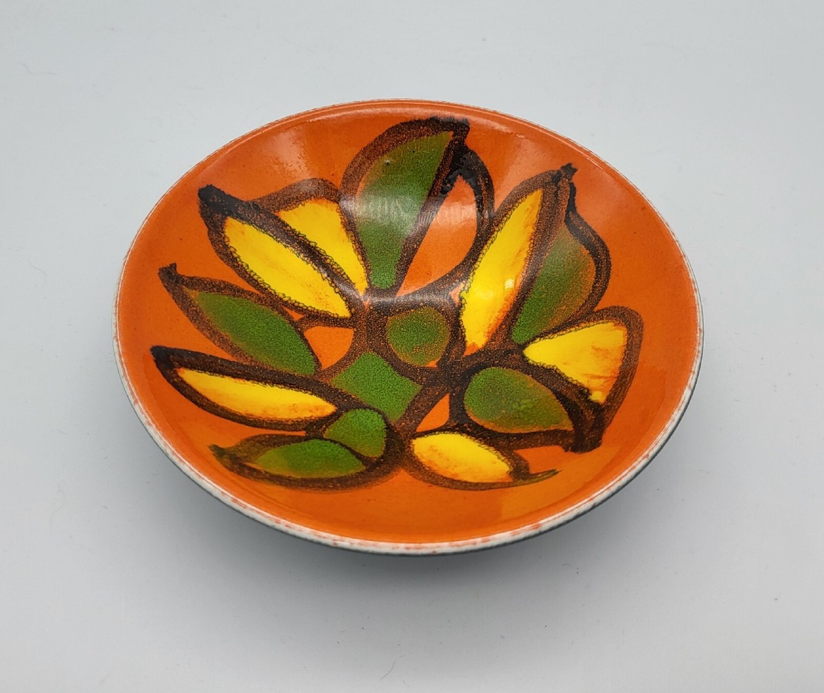 1970s Poole Pottery Plate with Orange Floral Design6.25