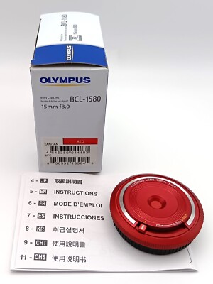 New] Olympus Lens 15mm f/8 Red BCL-1580 Camera Body Cap Lens New