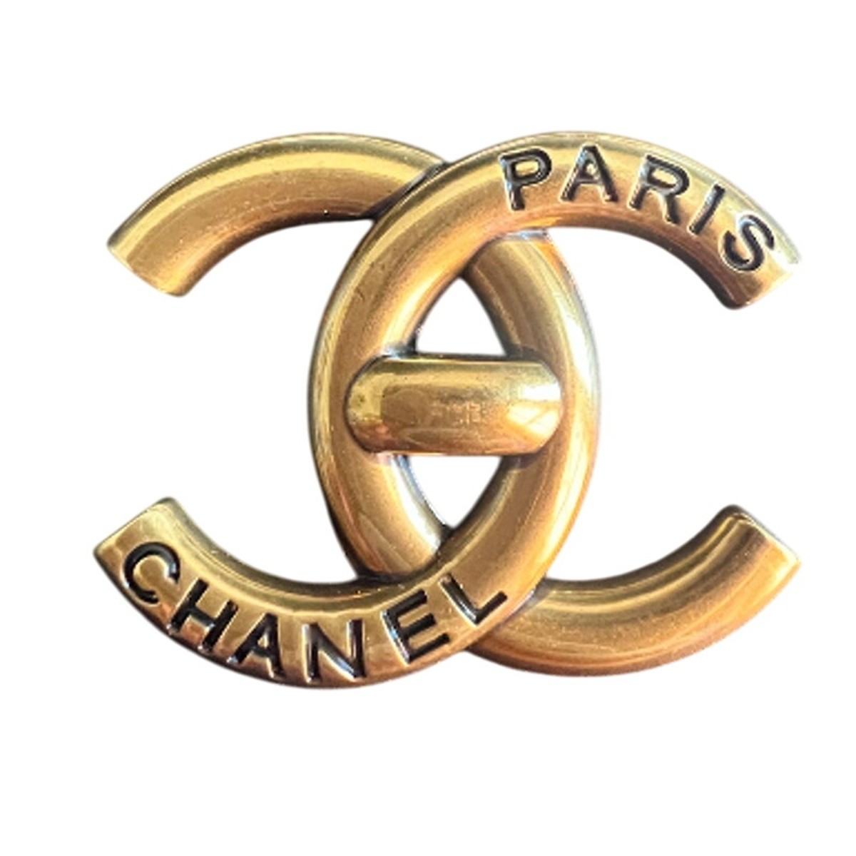 Chanel Gold Signature Paris Turnlock Brooch Fall/Winter 2021