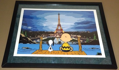 DEATH NYC ltd signed framed art print 45x32cm Charlie Brown Snoopy