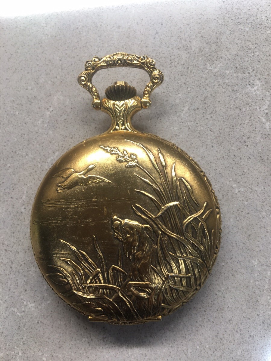 Andre Rivalle 17 Jewels Pocket Watch Shock Protected Bird Dog