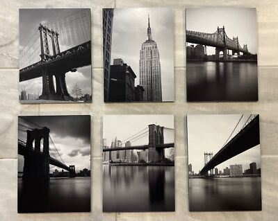 IKEA gronby Brooklyn Bridge NYC Black White Pictures Set of 6 | eBay