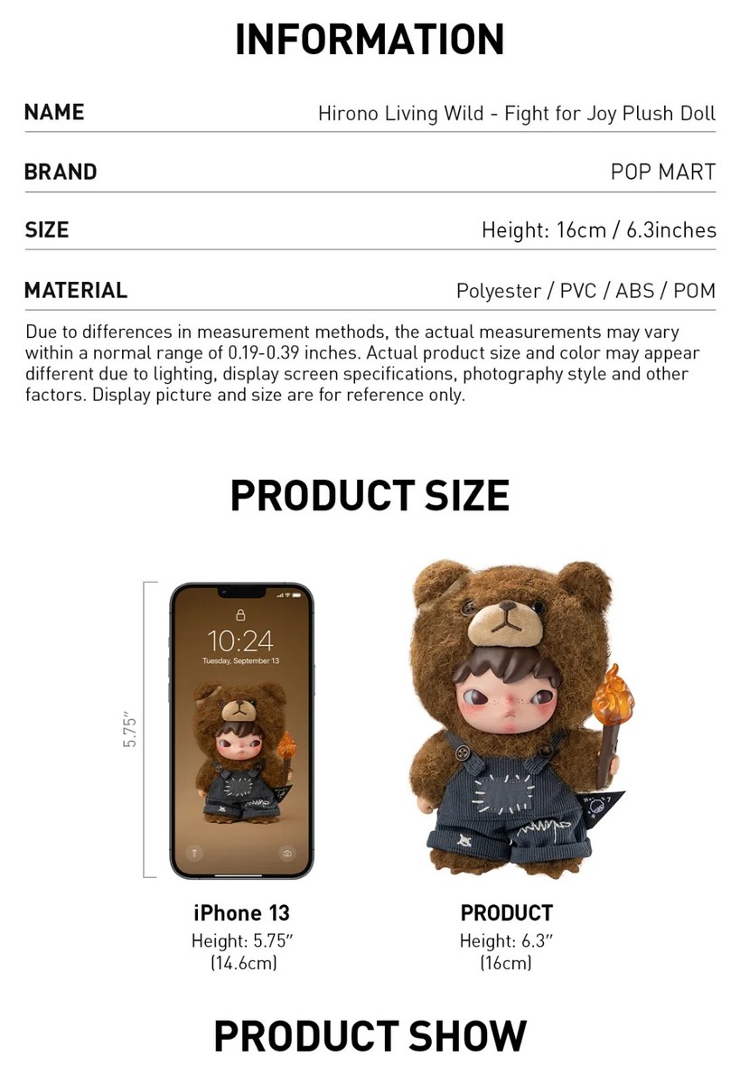 POP MART Hirono Living Wild-Fight for Joy Plush Doll BOX SEALED