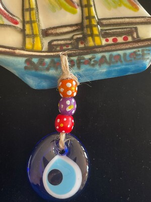 Sail Boat Hanging Ceramic Wall Decoration Nautical Theme Pottery