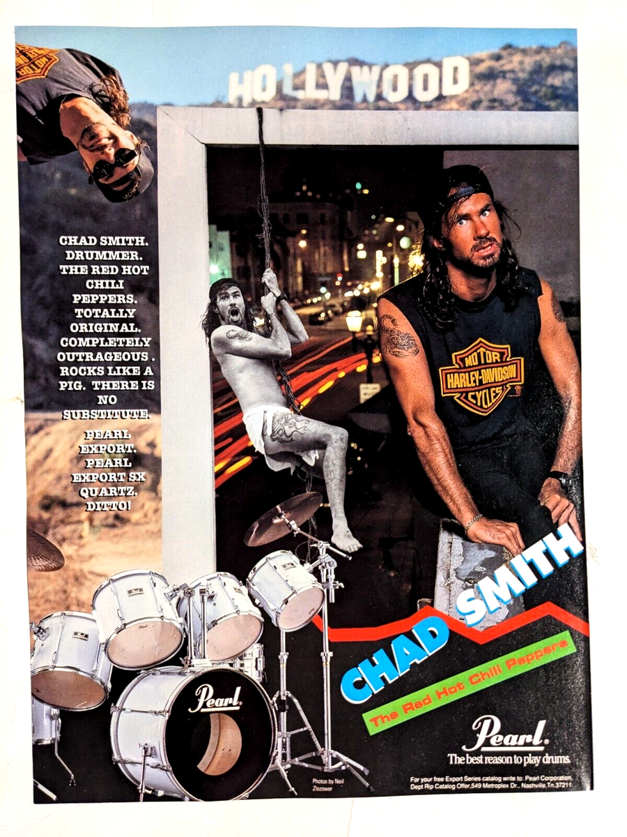RED HOT CHILLI PEPPERS / CHAD SMITH 1991 PEARL EXPORT DRUMS