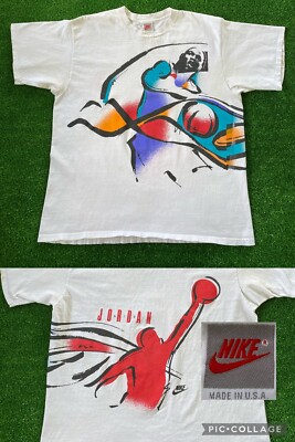 VTG 1993 Nike Air Jordan VIII 8 Aqua Geometric T-Shirt 90s Single