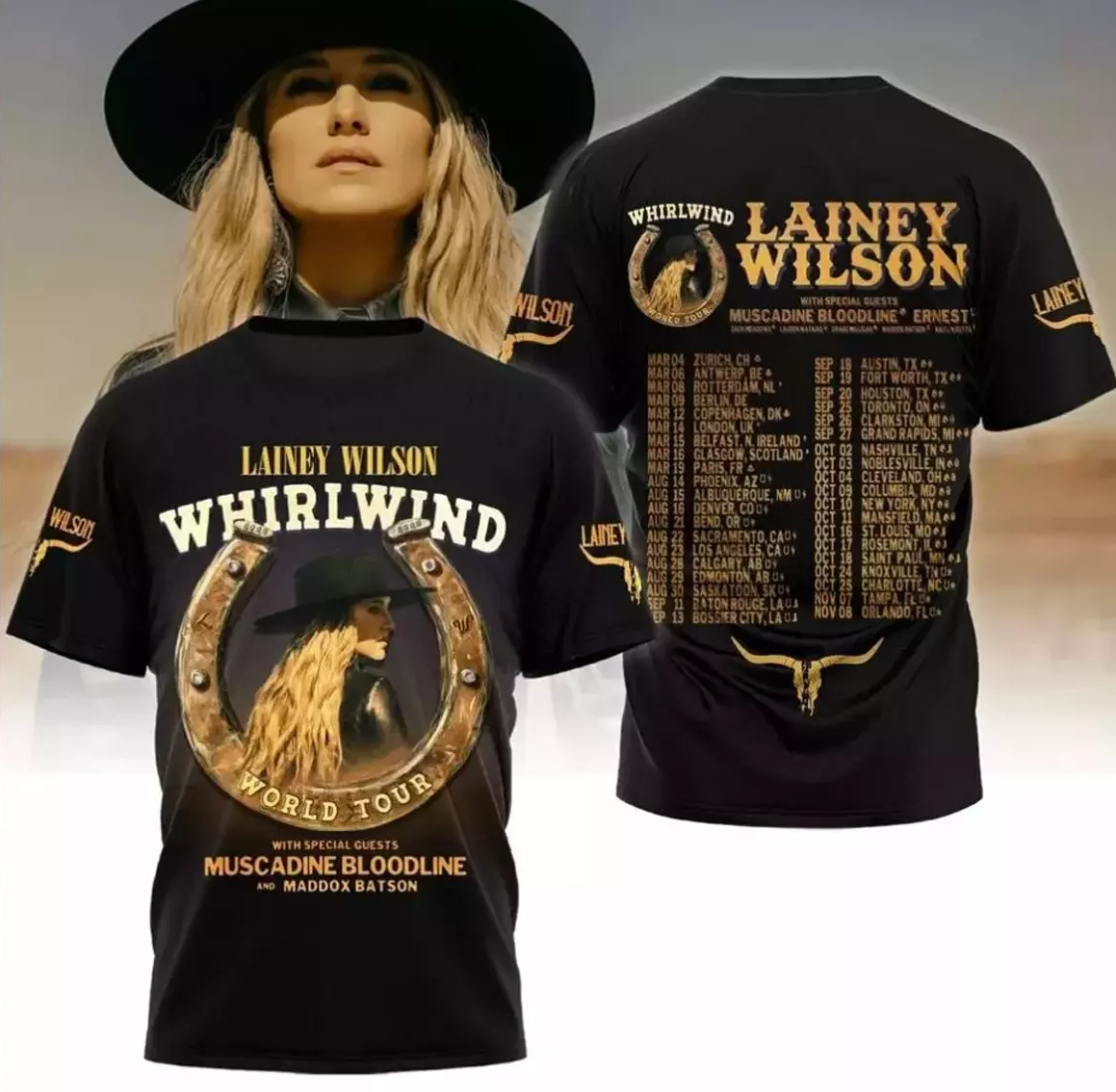 Collection Lainey Wilson Whirlwind World Tour 2025 t-shirt 3D | eBay