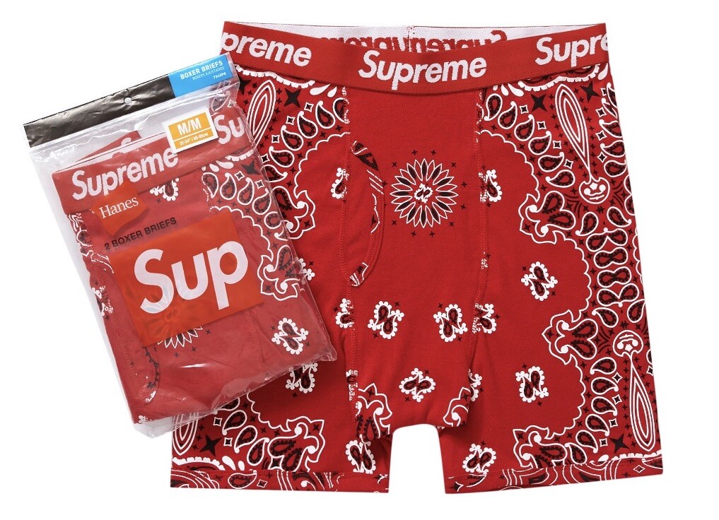 Supreme Hanes Bandana Boxer Briefs Red 2 Pack Men Medium Brand New