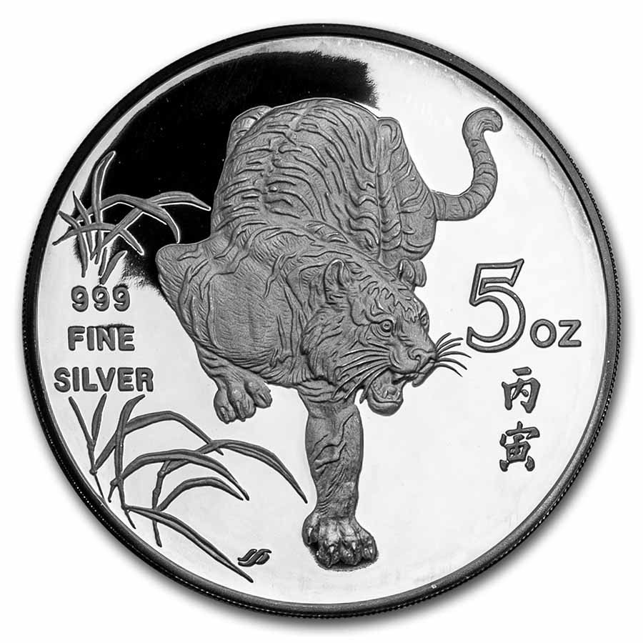 1986 Singapore 5 oz Silver Tiger Proof (w/Box & COA) | eBay