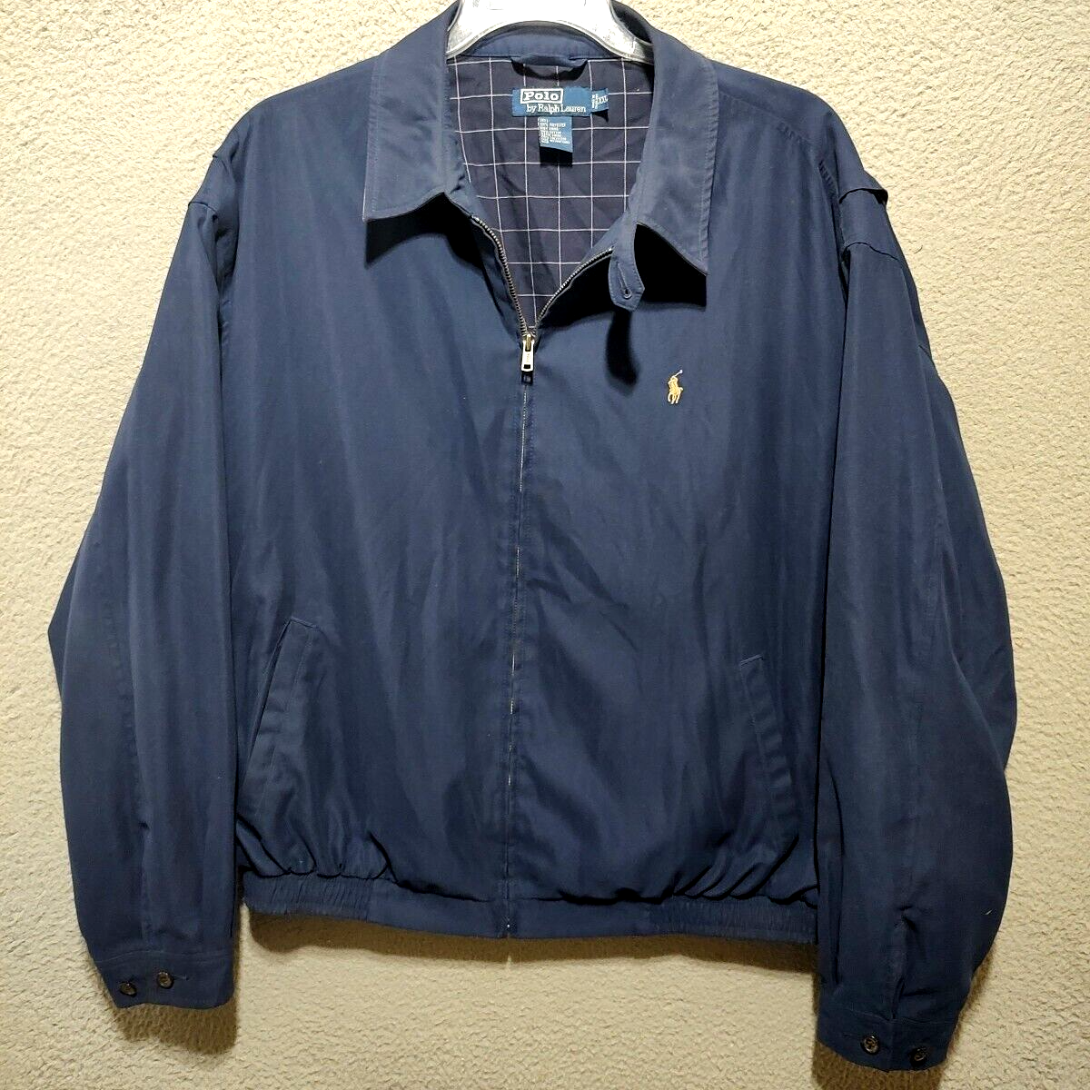 Polo Ralph Lauren Adult XXL 2XL Blue Bi-Swing Jacket Plaid Lined