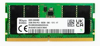 SK Hynix 32GB DDR5 SODIMM 5600 Mhz 2Rx8 Laptop RAM Memory