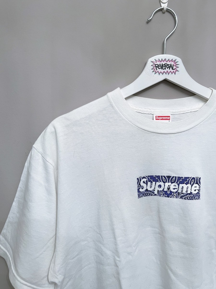 Supreme Box Logo Tshirt 2001 Bandana L Large White Purple Tee Bogo