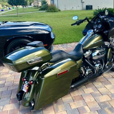 Fit 2014+ Harley Street Road Giide Olive Gold Razor Tour Pack Pak