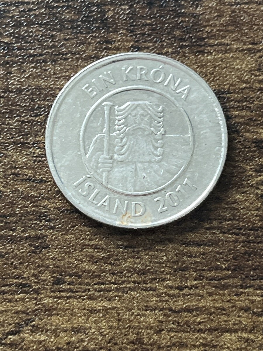 2011 Iceland 1 Krona Nickel Plated Steel Giant facing Cod Actual