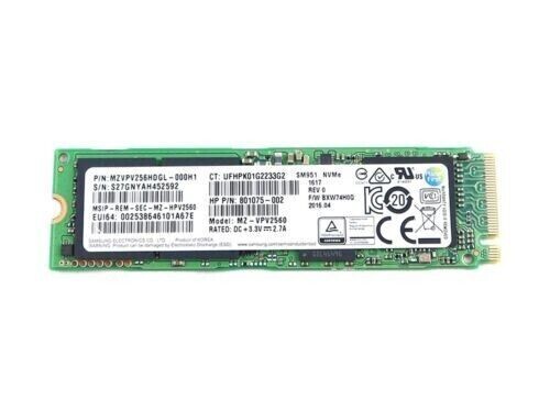 Samsung SM951 256GB NVMe SSD Hard Drive HP 801075-002 MZVPV256HDGL