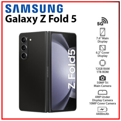 New) Samsung Galaxy Z Fold5 5G BLACK Dual 12GB+1TB SIM Android