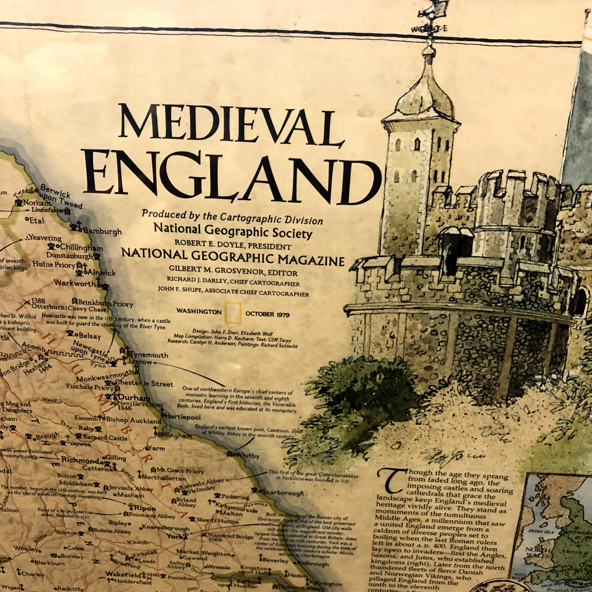 19世紀 イギリスとウェールズの古地図 ガラス額縁 木製フレーム付き 19