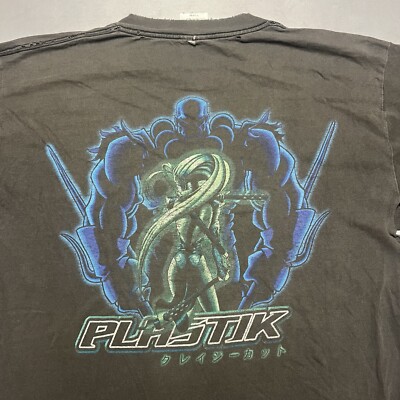 Vintage 90s Plastik Skate Hook Ups Anime Rave T Shirt XL Thrashed
