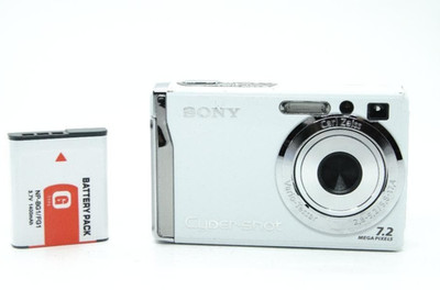 Sony DSC-W80 White 7.2MP Digital Camera Cyber-shot used w/ Battery