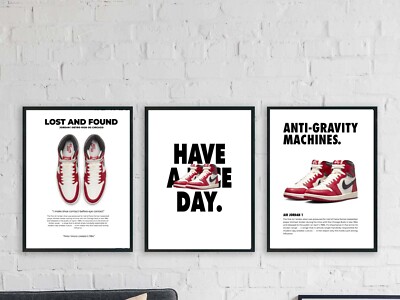 Nike air jordan red Chicago sports prints trainer sneaker décor