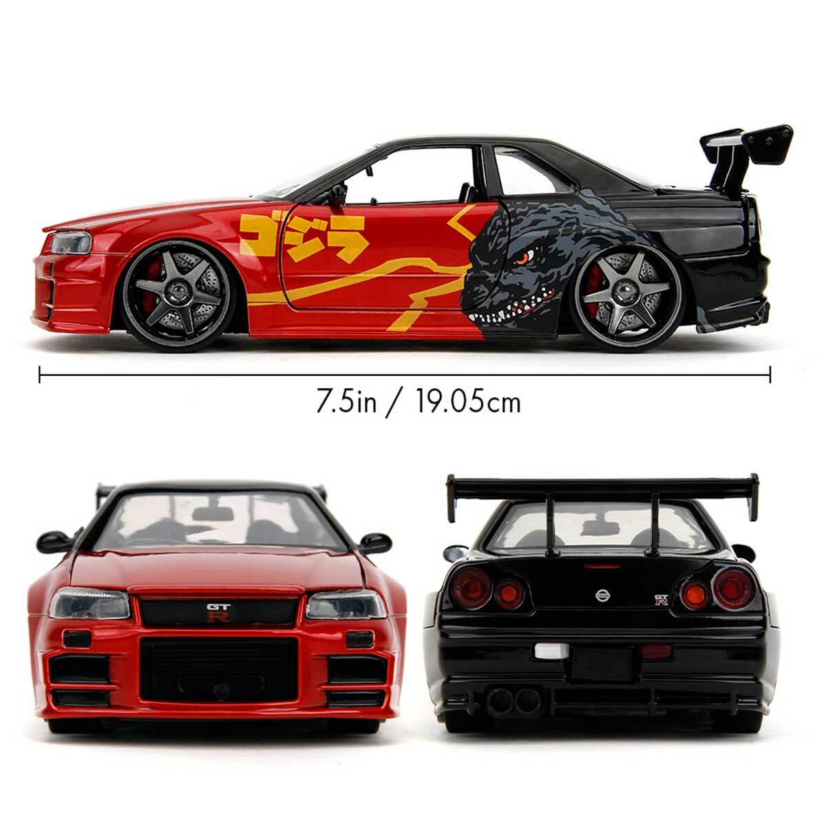 Jada Toys Hollywood Rides: Godzilla 2002 Nissan Skyline GT-R (R34