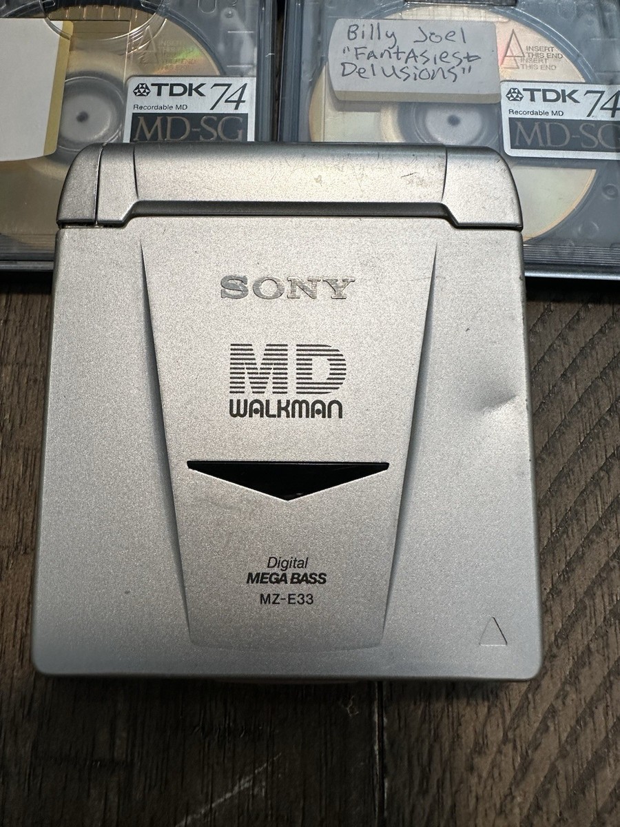 Sony MD Minidisc Walkman MZ-E33 Player Tested Working + 3 Discs +