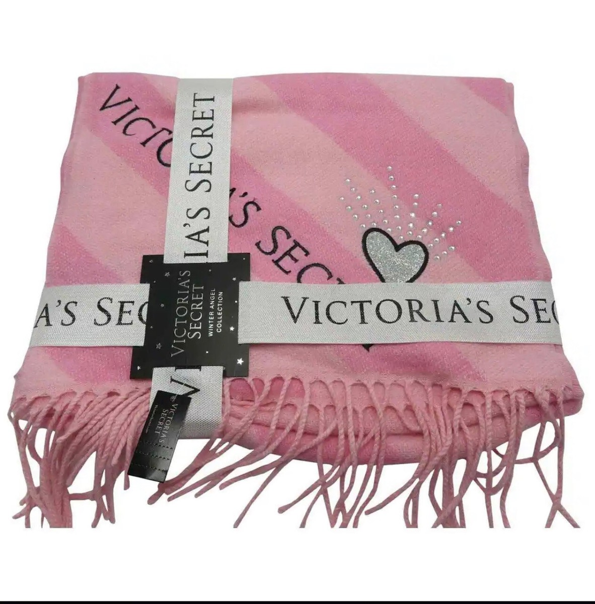 VICTORIAS SECRET Winter Angel Pink Stripe Scarf Shawl Wrap