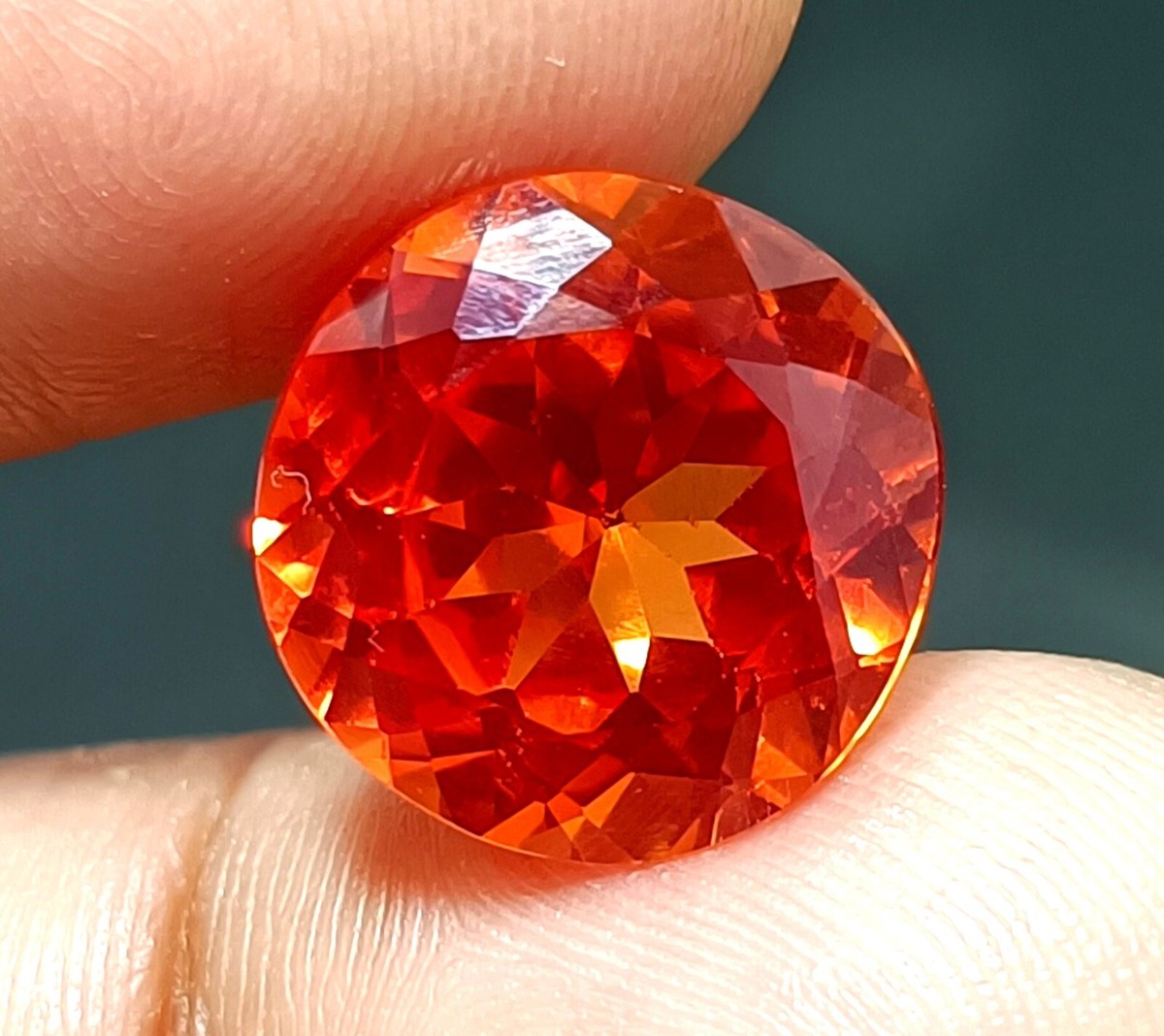 10.5 Ct Natural Red Orange Hessonite Garnet Round Cut Certified