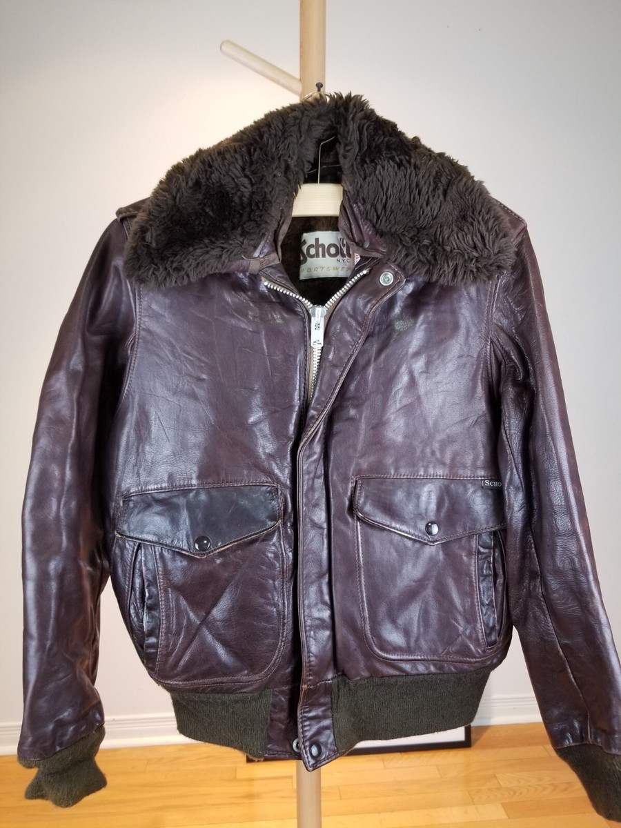 VINTAGE 70' SCHOTT G-1 STYLE FLIGHT LEATHER JACKET SZ 38 WITH