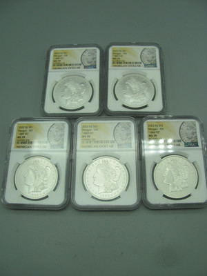 2023 Fiji Morgan Silver Dollar Carson City 5 Coin Set NGC MS 70