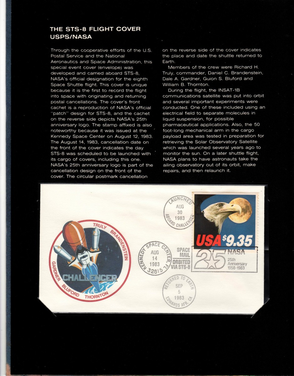 The STS-8 (Challenger) Flight Cover USPS/NASA MINT Condition