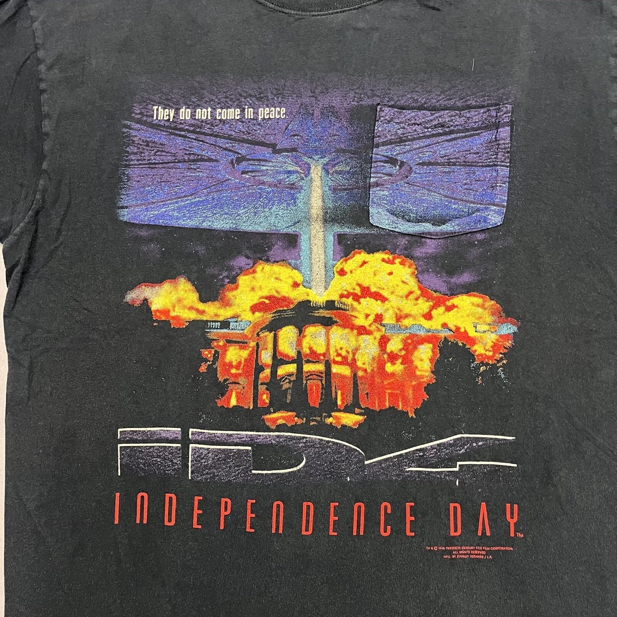 Vintage Independence Day Movie ID4 Pocket Tee T Shirt XL | eBay