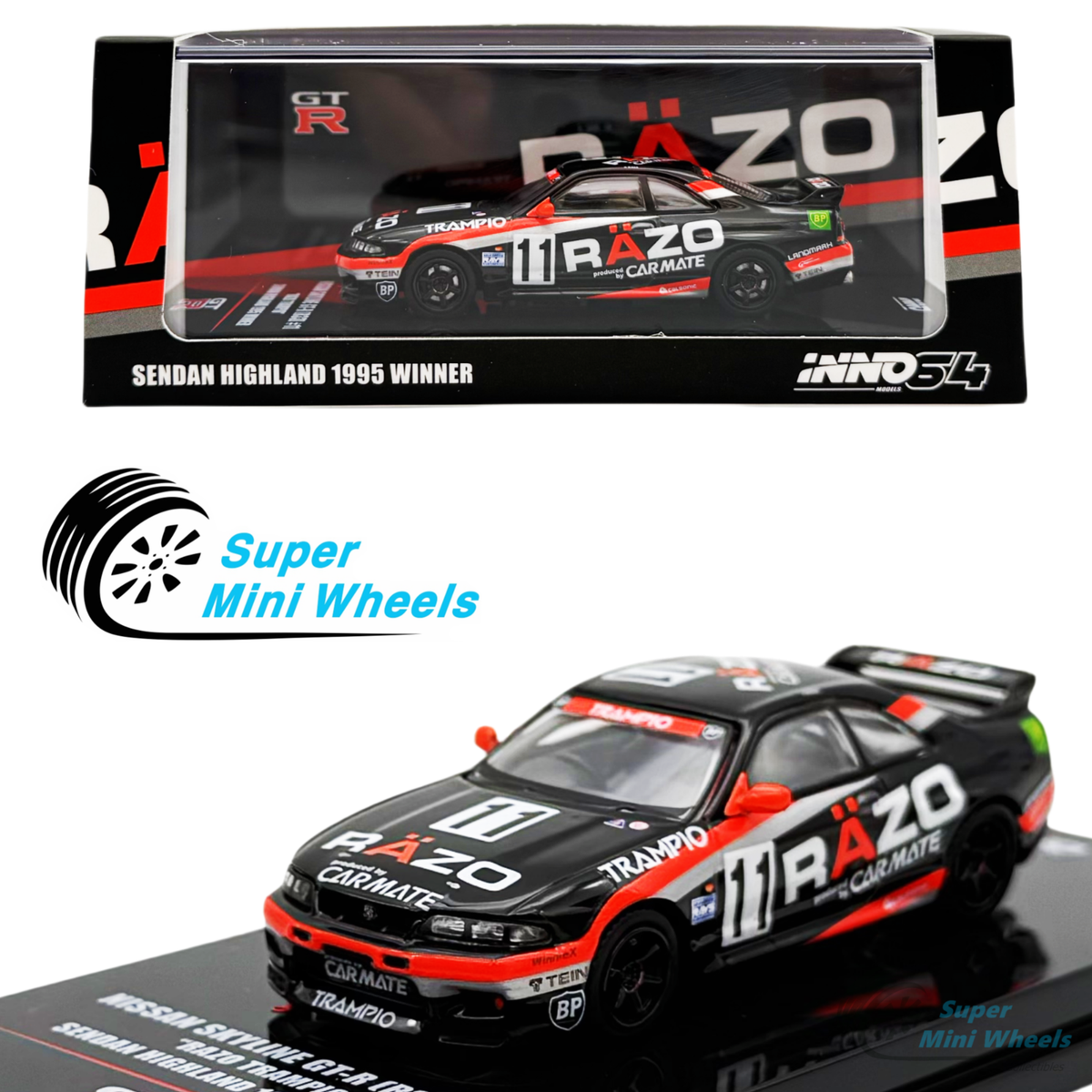 INNO64 1:64 Nissan GT-R R33 #11 Razor Trampio Sendan Highland 1995